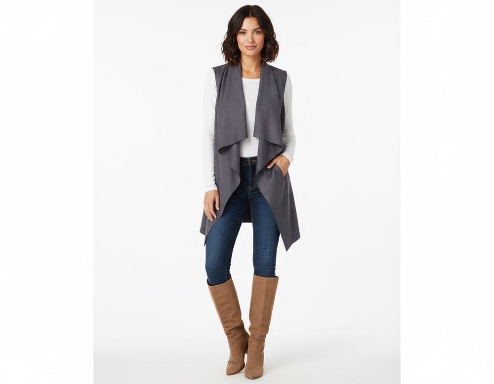 Mud Pie Faux Suede Vest Isabelle Gray Womens Size Small/Medium